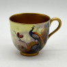 Royal Worcester Porcelain Demitasse, Hand Painted with Peacock by K Austin