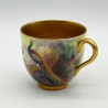 Royal Worcester Porcelain Demitasse, Hand Painted with Peacock by K Austin