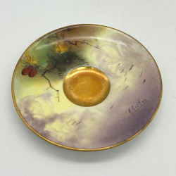 Royal Worcester Porcelain Demitasse, Hand Painted with Peacock by K Austin