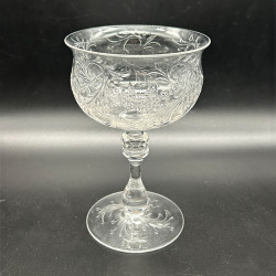 English Tudor Champagne Coupe Set of Six, Beautifully Intaglio Cut Plant Motif