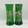 A Pair Legras (Mont Joys) Enameled Glass Vases, Decorated with Flowers