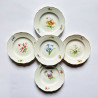 Meissen Porcelain Set of Six Cake Plates, Hand Painted with Flower