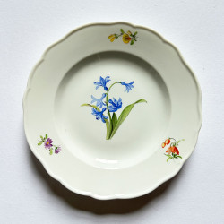Meissen Porcelain Set of Six Cake Plates, Hand Painted with Flower