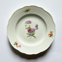 Meissen Porcelain Set of Six Cake Plates, Hand Painted with Flower