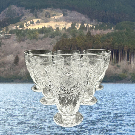 Thomas Webb set of Glass Tumblers Intaglio Cut with Floral Pattern