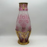Old Baccarat Cameo Glass and Brass Mounted Vase , Acid Etched with Floral Pattern