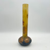 Daum Freres Cameo Glass Long Neck Vase Enameled with Rose Hip