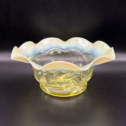 Richardson and Sons Vaseline Glass Bowl with Horse Chestnut Pattern