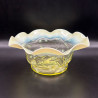 Richardson and Sons Vaseline Glass Bowl with Horse Chestnut Pattern