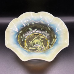 Richardson and Sons Vaseline Glass Bowl with Horse Chestnut Pattern