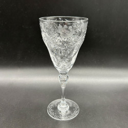Thomas Webb and Sons Set of Six Wine Glasses, engraved with Floral Pattern