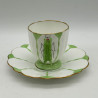 Aynsley China Butterfly Handled Cup and Sauce White Groundand Light Green Decoration