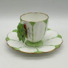 Aynsley China Butterfly Handled Cup and Sauce White Ground and Light Green Decoration