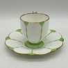 Aynsley China Butterfly Handled Cup and Sauce White Groundand Light Green Decoration
