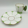 Aynsley China Butterfly Handled Cup and Sauce White Ground and Light Green Decoration