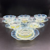 James Powell and Sons Vaseline Uranium Glass Set of Six Bowls and Stands