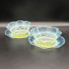 James Powell and Sons Vaseline Uranium Glass Set of Six Bowls and Stands