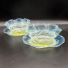 James Powell and Sons Vaseline Uranium Glass Set of Six Bowls and Stands