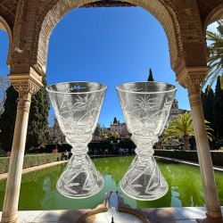 French Clichy Set of Six Wine Glasses Engraved...