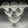 French Clichy Set of Six Wine Glasses Engraved with Plant and a Dragonfly