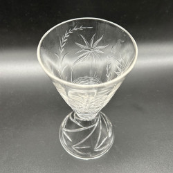 French Clichy Set of Six Wine Glasses Engraved with Plant and a Dragonfly