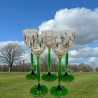 Theresienthal Enameled Liqueur Glass, Green Stem Enameled Floral Petrean