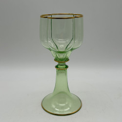 J & L Lobmeyr  Uranium Set of Six Glasses Edges are Decorated in Gold Leaf