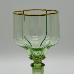 J & L Lobmeyr  Uranium Set of Six Glasses Edges are Decorated in Gold Leaf