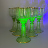 J & L Lobmeyr  Uranium Set of Six Glasses Edges are Decorated in Gold Leaf