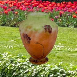 Daum Freres Cameo and Enamelled Glass Vase...
