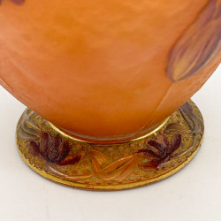 Daum Freres Cameo and Enamelled Glass Vase Decorated with Tulips
