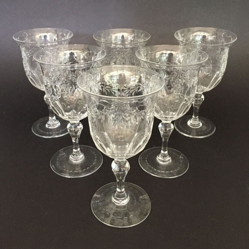 Thomas Webb set of six Intaglio Cut Wine Glasses