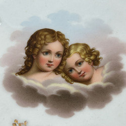 Meissen Porcelain Deep Gilded Plate Hand Painted with Young Girls