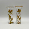 A Pair Old Baccarat Glass Vases, Guilded with Floral Pattern