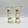 A Pair Old Baccarat Glass Vases, Guilded with Floral Pattern