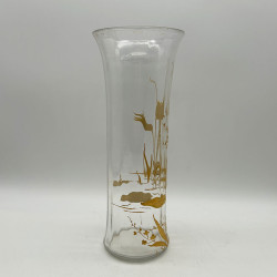 A Pair Old Baccarat Glass Vases, Guilded with Floral Pattern