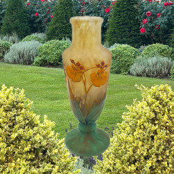 Daum Freres Cameo and Enamelled Glass Vase...