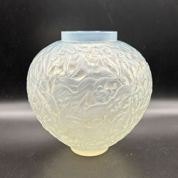 Rene Lalique Oparlescent and Clear Glass  Gui Vase