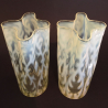 A pair John Walsh Walsh Vaseline Glass Vases, with pattern