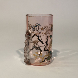 Emile Galle Enamelled Liqueur Glass decorated with an Insect and Floral
