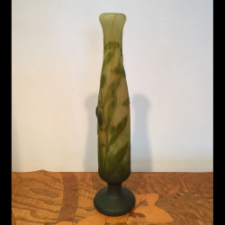 Daum Nancy Cameo and Applied Glass Olive Vase