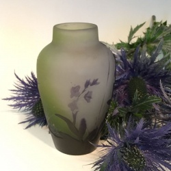 Emile Galle Cameo Glass Vase decorated with flowers