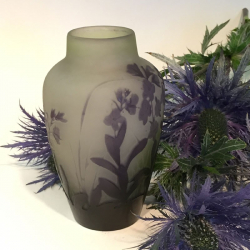 Emile Galle Cameo Glass Vase decorated with flowers