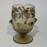 Moser Karlsbad Light Umber Glass Custard Cups enameled with flowers